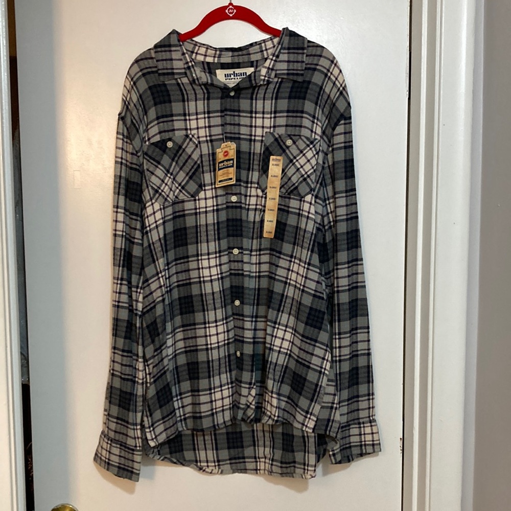 Urban Outfitters Sz XL Mens Plaid cotton Button Down long sleeve shirt